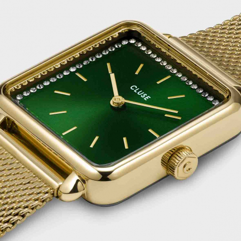 Ttragone Watch Mesh stones Green, Gold Colour 