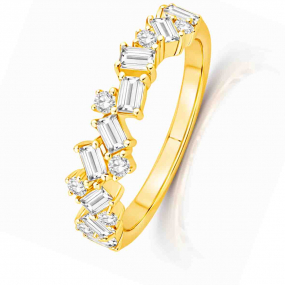 Alliance diamants taille baguette et Brillant