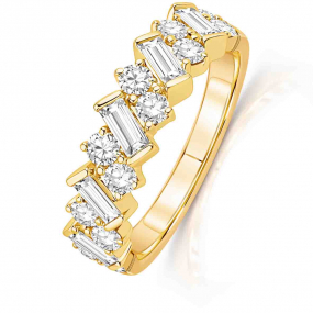 Alliance diamants taille baguette et Brillant