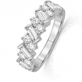 Alliance diamants taille baguette et Brillant - Platine