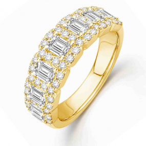 Alliance diamants taille �meraude et brillant