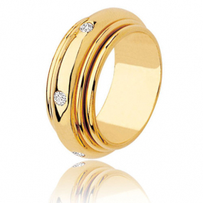 Alliance tournante or jaune setie de 0.12ct de diamants