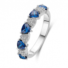 Bague argent avec pierre bleue et sertie de Zirconium  - Naiomy Silver
