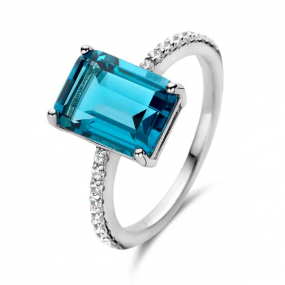 Bague argent avec zirconium bleu et similaire