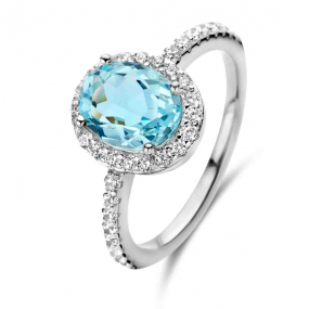 Bague argent avec zirconium bleu et similaire