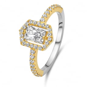 Bague Argent et plaqu or zirconium blanc Naiomy 