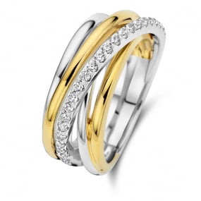 Bague Argent et plaqu or Zirconium - Naiomy Silver