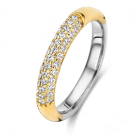 Bague Argent plaqu or Zirconium - Naiomy Silver