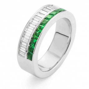 Bague Diamants et Emeraudes