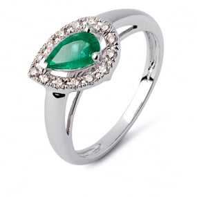 Bague meraude et diamant