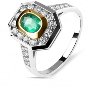 Bague meraude et diamants similaire