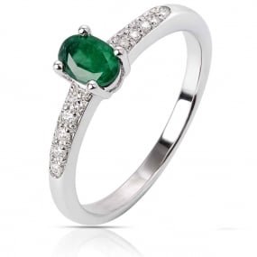 Bague Emeraude et diamants en rduction