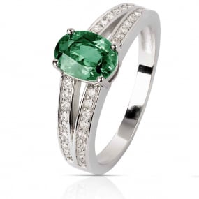 Bague meraude et diamants en rduction