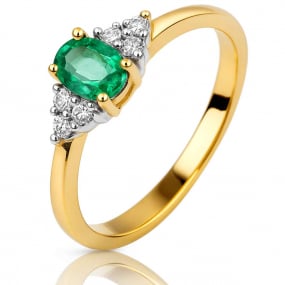 Bague meraude et diamants en rduction