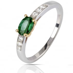 Bague meraude et diamants en rduction