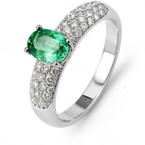 Bague meraude et diamants en rduction
