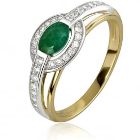 Bague meraude et diamants en rduction