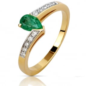 Bague meraude et diamants en rduction