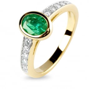 Bague meraude et diamants en rduction