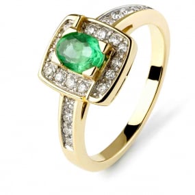 Bague meraude et diamants similaire