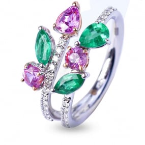 Bague Emeraudes Saphirs et Diamants similaire