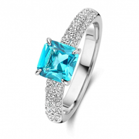 Bague en argent avec pierre bleue et similaire