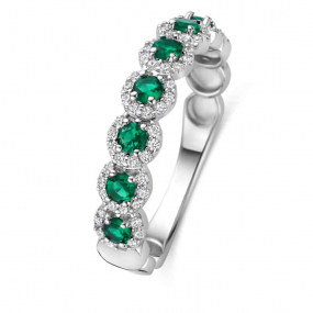Bague en argent - oxydes vert et blancs similaire