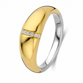 Bague en argent - plaqu or - ligne d'oxydes - Naiomy
