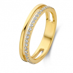 Bague en argent  -  plaqu-or - sertie de zirconium Naiomy Silver