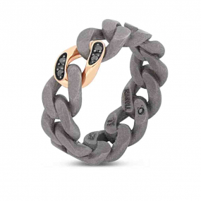 Bague Mano J Titane et Diamants Noirs