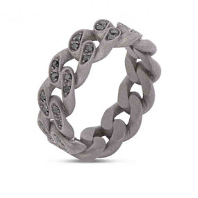 Bague Mano J Titane et Diamants Noirs