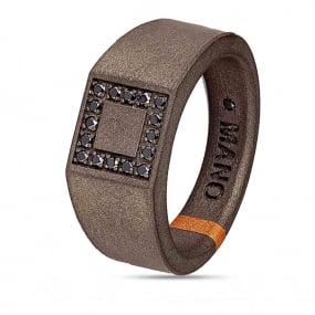 Bague Mano J Titane et Or - Diamants noirs