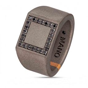 Bague Mano J Titane et Or - Diamants noirs