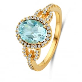 Bague Aigue Marine et diamants similaire