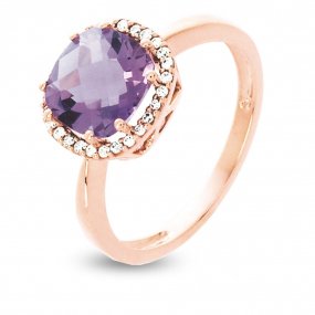 Bague en or avec Amthyste et diamant
