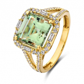 Bague Prasiolite et Diamants