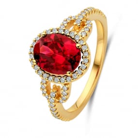 Bague rhodolite et diamants