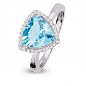 Bague en or avec Topaze bleue et diamant