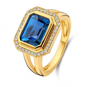 Bague Topaze London Blue et diamants similaire