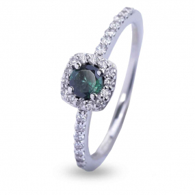 Bague Tourmaline Verte et Diamants