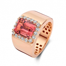 Bague Tourmaline Rose et Diamants
