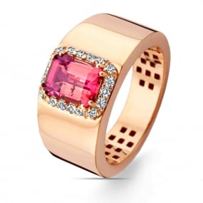 Bague Tourmaline rose et diamants