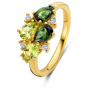 Bague Tourmaline Verte Peridot et Diamants