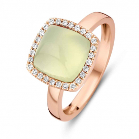Bague prhnite sur nacre et diamants One