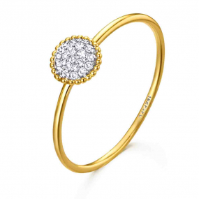Bague ronde en or perl�e et diamants