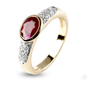Bague rubis 1 carat sertie de diamants 0.18 ct