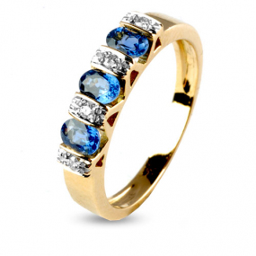 Bague Saphir 0.90 ct sertie de diamants