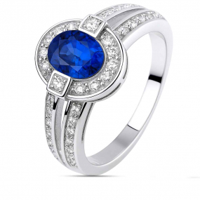 Bague saphir 1 carat sertie de diamants similaire