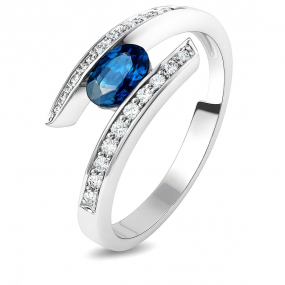Bague saphir et diamants similaire