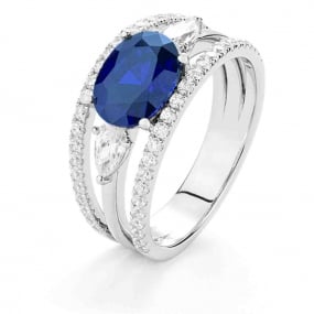 Bague Saphir et Diamants en complment